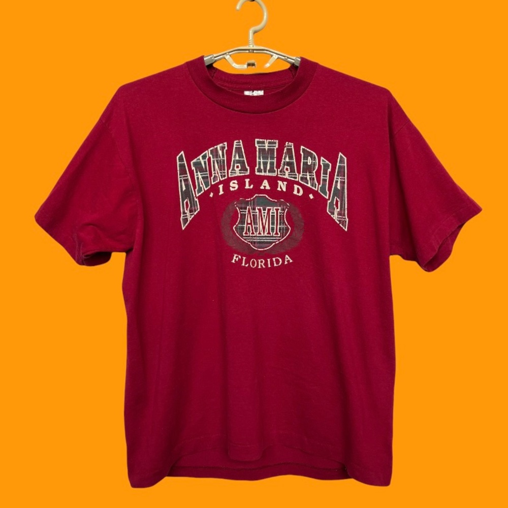 Vintage 90s Anna Maria Island Florida Single Stitch Red Men T-Shirt Size XL